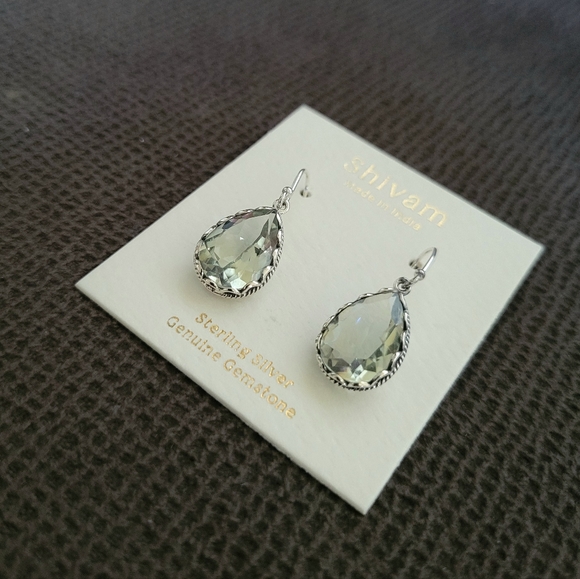 Shivam Green💚 Amethyst Teardrop💧Earrings - Picture 3 of 16